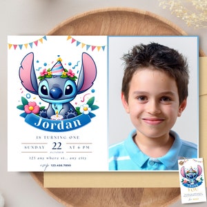 Lilo & Stitch Inspired Photo Display Stitch Birthday Picture Custom Stitch Birthday Invitation with Photo Personalized Lilo and Stitch Theme