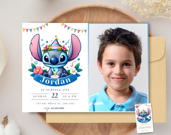 Lilo & Stitch Inspired Photo Display Stitch Birthday Picture Custom Stitch Birthday Invitation with Photo Personalized Lilo and Stitch Theme