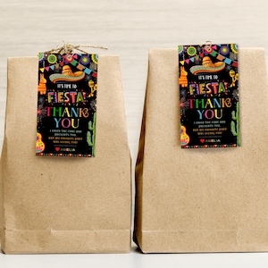 Fiesta Birthday Thank you Tag Mexican Theme Thank you tag Fiesta Mexican Papel Label Fiesta Return Gift Label Fiesta Thank you design tag