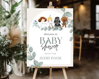 Star Wars Baby Shower welcome sign Star Wars Party banner Star Wars welcome to Baby Shower StarWars Jedi welcome Star Wars Mom Baby Shower