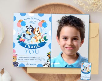 Blue Puppy Thank You Card Blue Dog Thank You Card Blue Dog Photo Thank You Notes Pet Appreciation Note with photo Blue Dog Photo Thank You