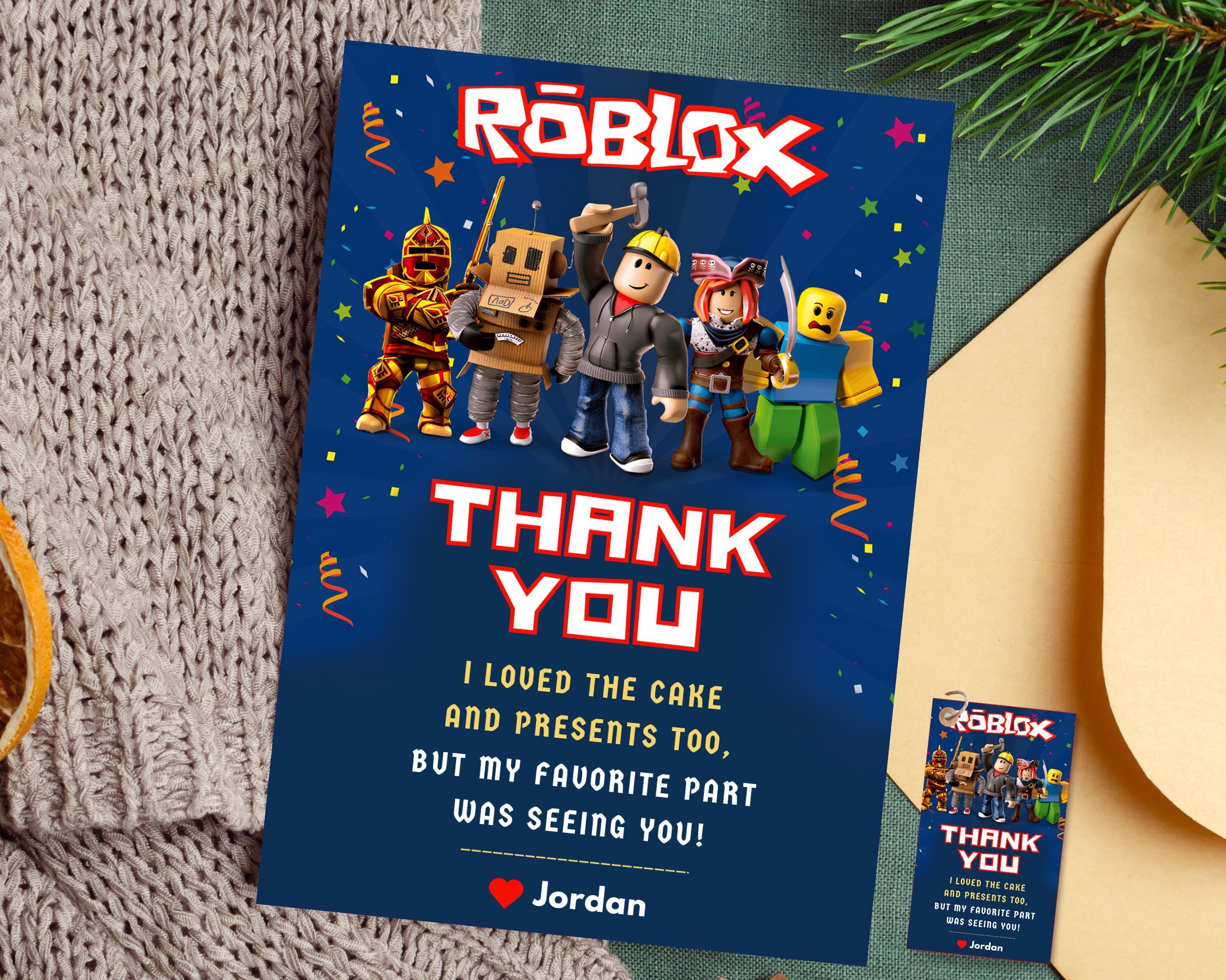 Thank You Rox Printable Roblox Thank You Party Card Roblox Thank You Party Label ...