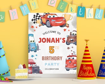 Cars Birthday Party Welcome Sign Cars Lightning Birthday Welcome McQueen Birthday Party Sign Cars Birthday Party Sign Cars Banner Cars sign