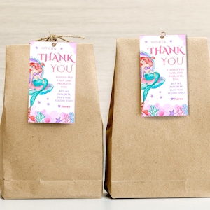 Printable Mermaid Party Thank You Favor Tags Printable Little Mermaid Gift Ariel Inspired Birthday Bag Labels Under the Sea Thank You Tags