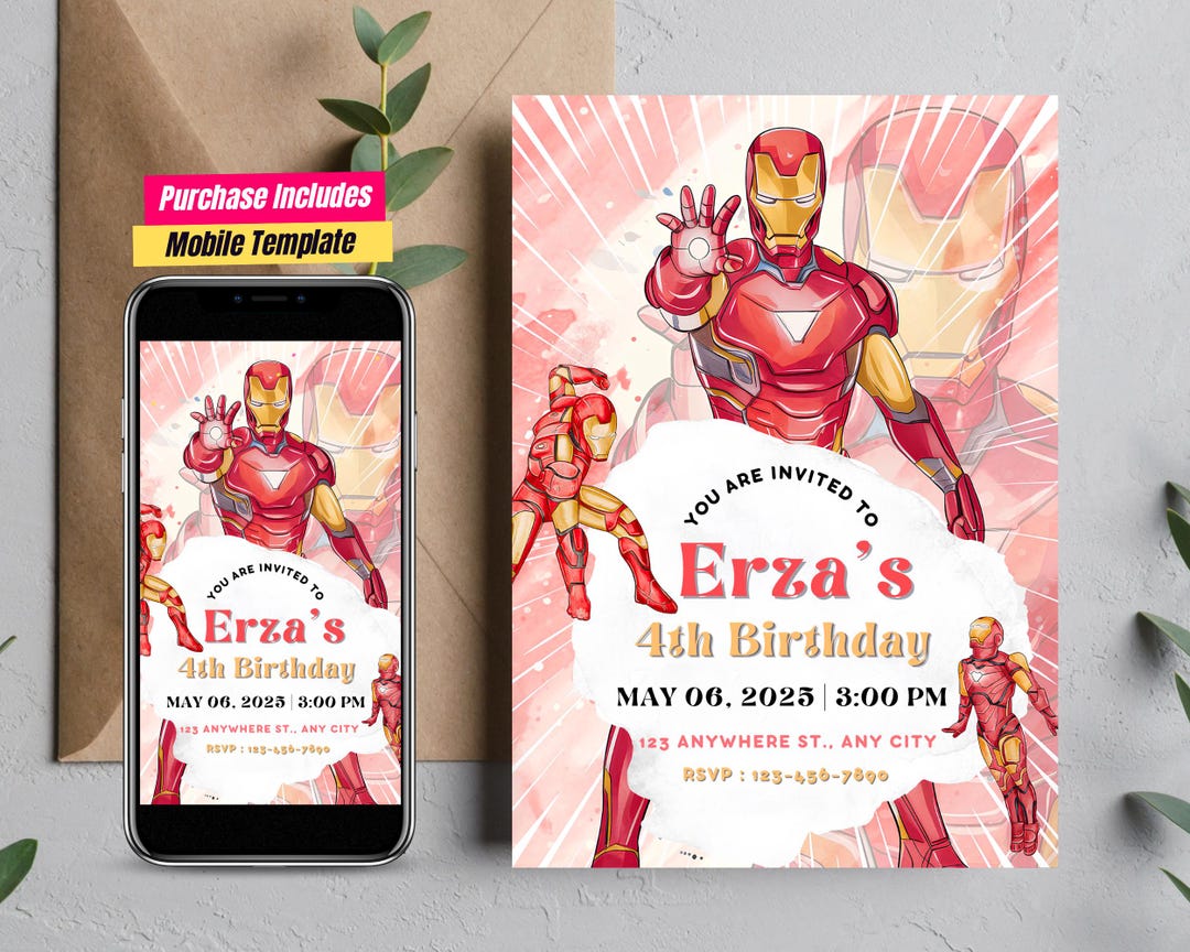 Editable Iron Man Birthday Invitation Iron Man Template Iron Man ...