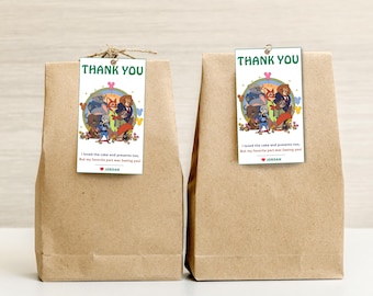 Zootopia 2 theme tag Zootopia Birthday Party label Zootopia 2 thank you tag Editable Zootopia return gift label Zootopia 2 party favors gift