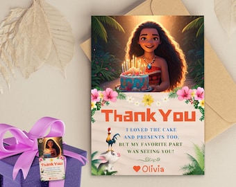 Baby Vaiana Dankeskarte Einladungskarte Baby Moana Geburtstagsgeschenke Baby Mädchen Moana Dankeschön Einladung Tusche Goodie Bag Geschenk