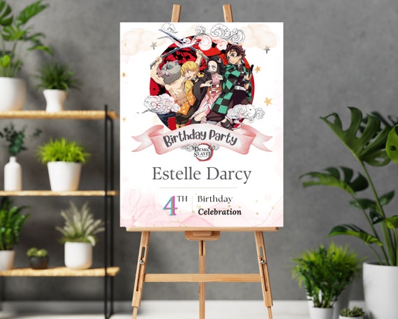 Anime Demon Slayer welcome Birthday Customizable Anime welcome Party sign Demon Slayer Party Manga Inspired welcome sign for Birthday party