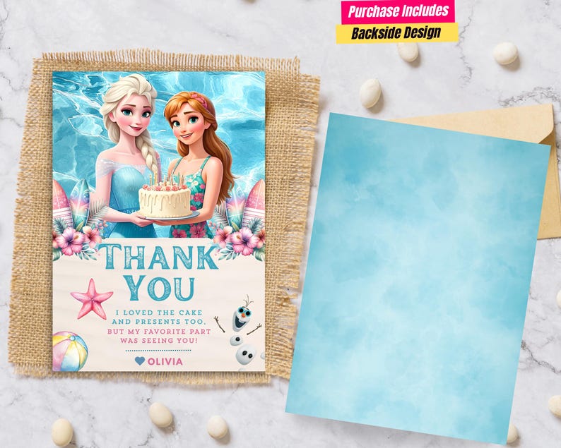 Frozen Thank You Photo Card Princess Elsa Girl Evite Frozen Birthday ...