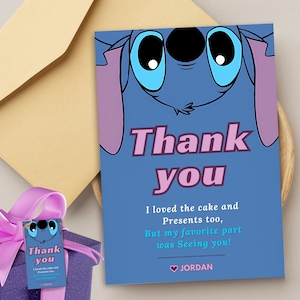 Stitch Verjaardagsfeestje Bedankkaarten Handgemaakt Lilo & Stitch-thema Waarderingslabel voor kinderen stitch thema Feestartikelen Stitch labels