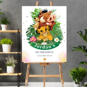 Banner di benvenuto del Re Leone Cartello di benvenuto del Re Leone Banner di benvenuto stampabile del Re Leone Cartello di benvenuto del Re Leone 2 Invito di compleanno del Re Leone