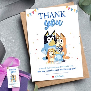 Blauwe hond bedankkaarten schattige cartoon waarderingsbriefjes blauw geïnspireerde bedankkaarten set schattig hondje ontwerp geïllustreerd pup bedankt