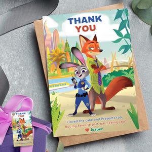 Zootopia theme Birthday Party Zootopia Birthday thank you card Editable Zootopia return gift set Zootopia party favor Digital Zootopia Party