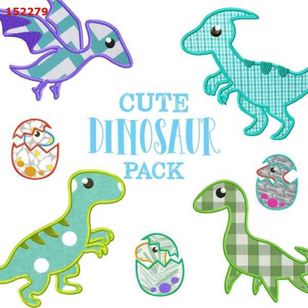 14 Cute All Applique Dinosaur Embroidery Design Pack,3 Gnomes Machine ...