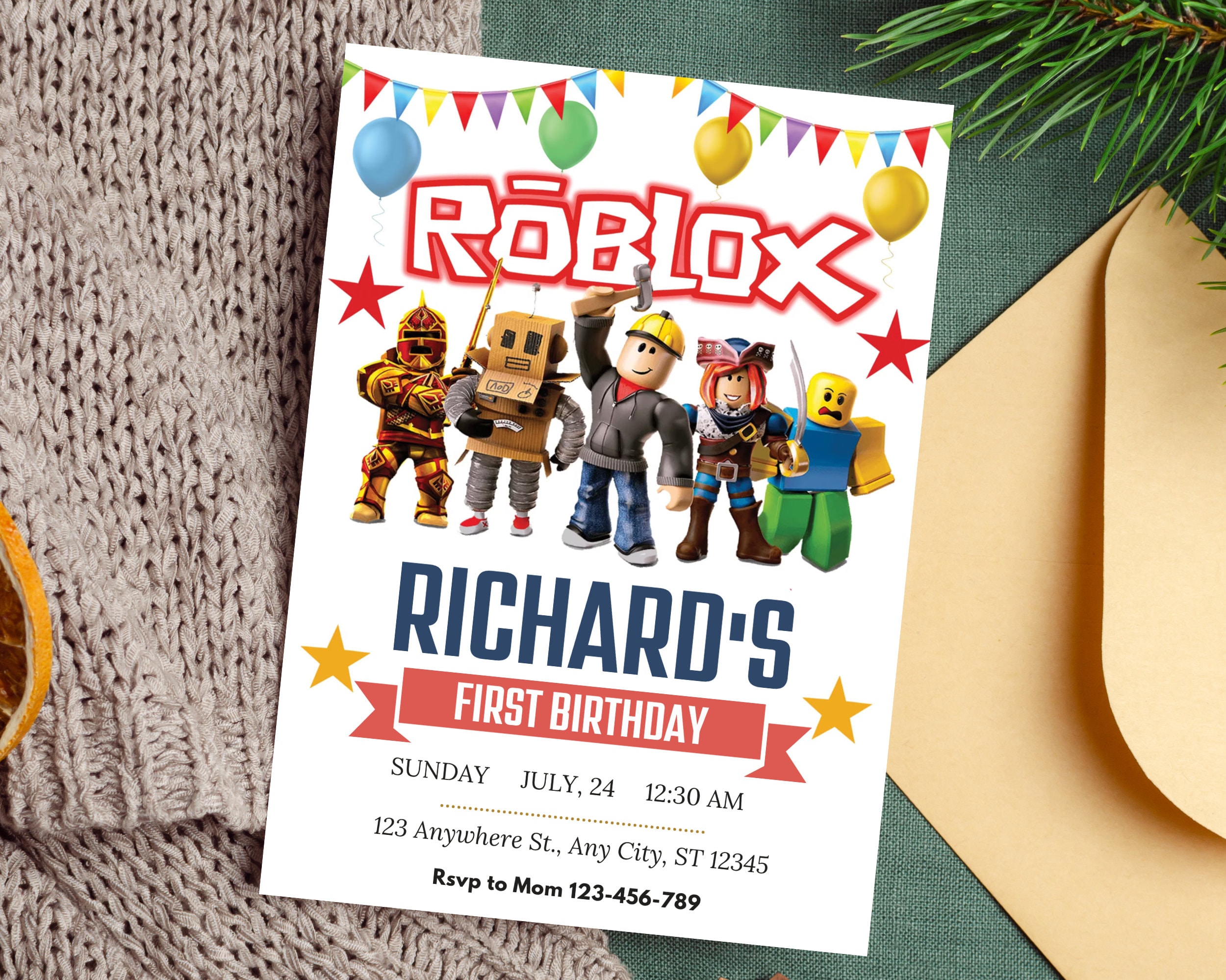 Roblox Birthday Invitation Roblox Birthday Invite Roblox Party ...