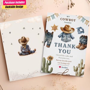 Wild West Thank You Card Ranch First Western Rodeo Birthday Thank You Card Western Birthday My First Rodeo Birthday Printable Thank You Card