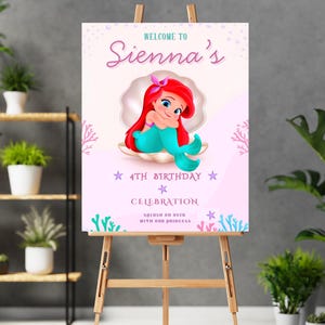 Meerjungfrau Geburtstag Willkommensschild Ariel Geburtstagsschild Prinzessin Ariel Willkommensschild Little Mermaid Banner Ariel Mädchen Willkommensschild