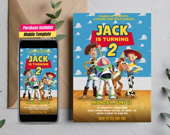 Toy Story Birthday Party Invite for Boys, Woody Buzz Jessie Invitation Toy Story Birthday Invitation Toy Story Party Invite, Cowboy Birthday