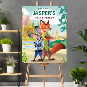 Zootopia Welcome Sign Zootopia Birthday Party Zootopia 2 Birthday sign Zootopia 2 Welcome to Zootopia theme Party Zootopia Sibling welcome