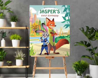 Cartello di benvenuto di Zootopia Festa di compleanno di Zootopia Cartello di compleanno di Zootopia 2 Benvenuto a Zootopia Festa a tema Zootopia Benvenuto fratelli e sorelle