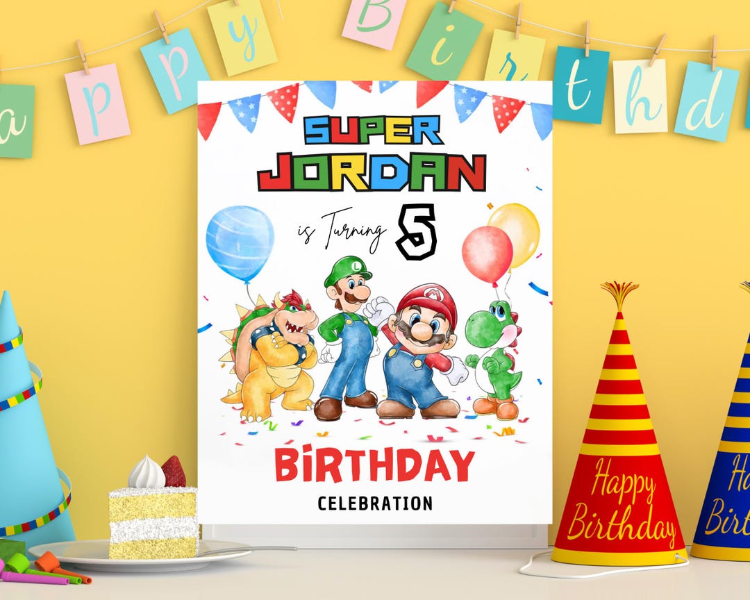 Editable Super Mario Bros Welcome Birthday Card Super Mario Welcome to ...