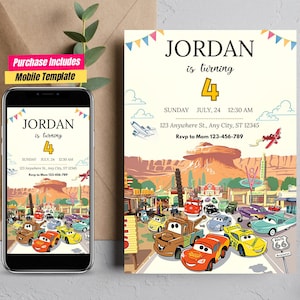 Editable Cars Birthday Party Invitation Cars Lightning Birthday Invite McQueen Birthday Party Invitation Boy Birthday Party Invite Car Best