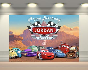 Bilar födelsedagsfest välkomstbanderoll Bilar Lightning McQueen födelsedagsbanderoll Racerbilsbanderoll Bil välkomstbanderoll Biltemabanderoll Racingbanderoll