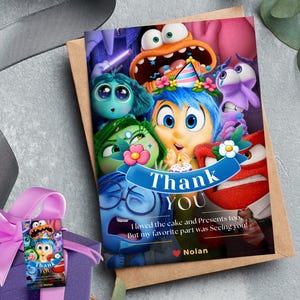 Bearbeitbare Inside Out Dankeskarte Inside out 2 danke Geburtstagsgeschenk Inside Out Partybevorzugung Inside Out 2 Geschenk Für Jungen und Mädchen Thema Karte
