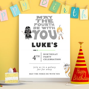 Cartello di benvenuto di Star Wars con messaggio di saluto "Che il 4 maggio sia con te" Ingresso di Star Wars Che il 4 maggio sia con te Benvenuto Ingresso di Star Wars