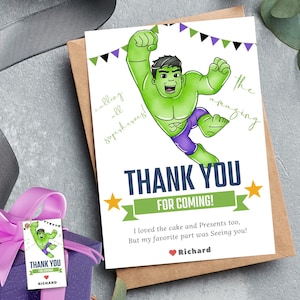 The Incredible Hulk Dankeskarten Superheld Danksagungen für Kindergeburtstag Party Favor Hulk Smash Dankeschön Hinweis Superheld Hulk einladen