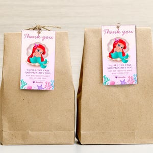 Little Mermaid Thank you tag Ariel Birthday Thank you label Princess Ariel Thank you tag Little Mermaid Ariel party favors Mermaid gift tag