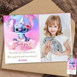 Carte de remerciement photo Stitch à téléchargement immédiat Cartes de remerciement Stitch photo d'invitation imprimable