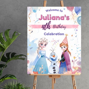 Welcome to Frozen world Birthday sign Princess Elsa Welcome sign Frozen welcome sign Frozen Banner Frozen theme welcome board Frozen sign