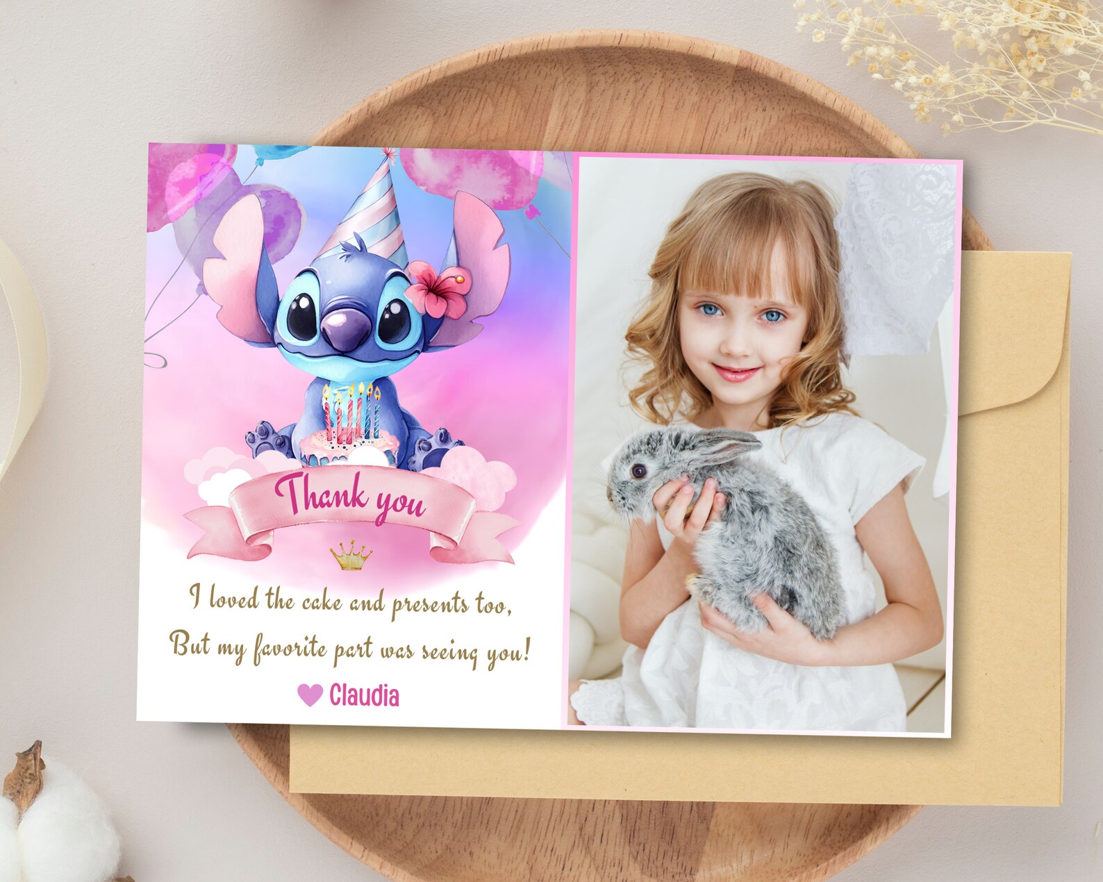 Stitch Side Notes Positive Notes Stitch Birthday Party Thank You Cards Handcrafted Lilo & Stitch Themed ...