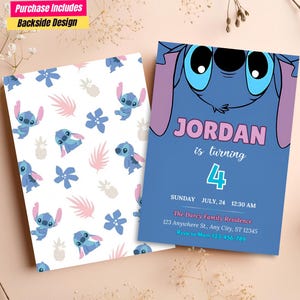 Editable Lilo & Stitch Birthday Invitation Printable Stitch Invitation Digital Stitch Party Invitation Stitch Birthday Template Stitch Bday