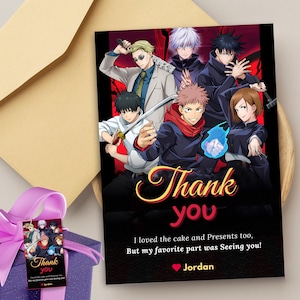 Anime Demon Slayer Cartões de agradecimento Anime Demon Slayer Convite de aniversário Amantes de mangá Demon Slayer Cartões de gratidão Anime Festa temática Favor