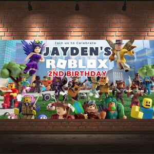 Roblox Banner Roblox Kids Birthday Personalised Banner Personalised