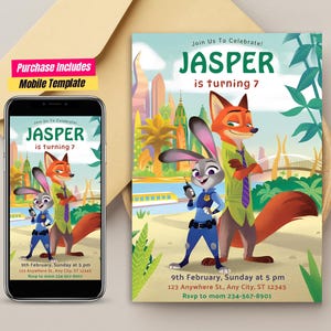 Printable Zootopia Invitation Birthday Party Zootopia Birthday Invitation Zootopia Editable Invitation Zootopia Digital Invitation Party