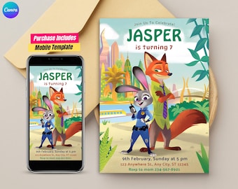 Printable Zootopia Invitation Birthday Party Zootopia Birthday Invitation Zootopia Editable Invitation Zootopia Digital Invitation Party