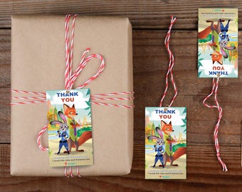 Fiesta de cumpleaños con temática de Zootopia Tarjeta de agradecimiento de cumpleaños de Zootopia Set de regalo de devolución de Zootopia editable Recuerdo de fiesta de Zootopia Fiesta digital de Zootopia