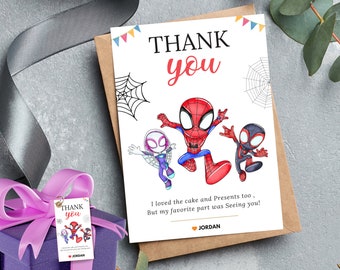 spiderman thank you card Spidey theme Appreciation card Spidey and his amazing friends, spidey birth digital Thank you cards, thankyou gifts