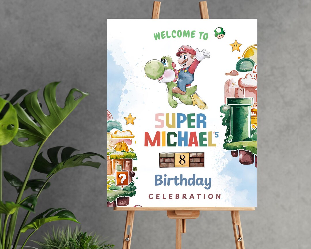 Super Mario Bros Welcome Birthday Card Super Mario Welcome to the World ...