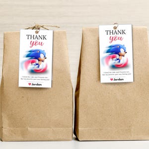 Tags de remerciement sur le thème de Sonic Tags de remerciement inspirés de Sonic Tags de remerciement hérisson bleu Étiquettes de remerciement pour cadeaux de fête sonic