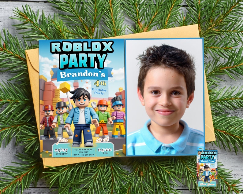 Roblox Invitation With Photo Roblox Birthday Photo Banner Roblox Photo ...