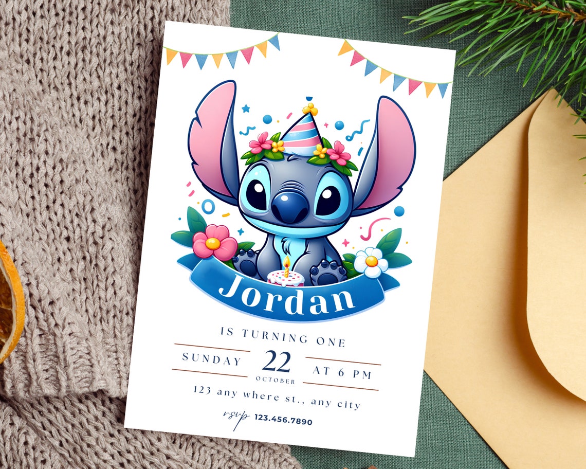 Editable Stitch Birthday Invitation Template, Stitch Birthday Invite, Printable Stitch Birthday ...