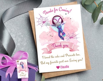 Gwen Spidey inspiriert Danke Karten Spinnen Mädchen Superheld Dankbarkeit Notizen für Fans Spinnen Held Gwen Dankeschön Set Gwen Spinne Themed