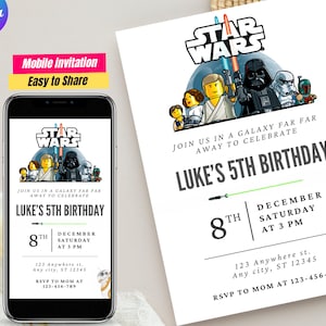 Star Wars Party E-Invitation - Editable Jedi vs Sith Themed Mobile Invite, Ideal for Fans' Birthday Celebrations or Movie Nights Star Wars