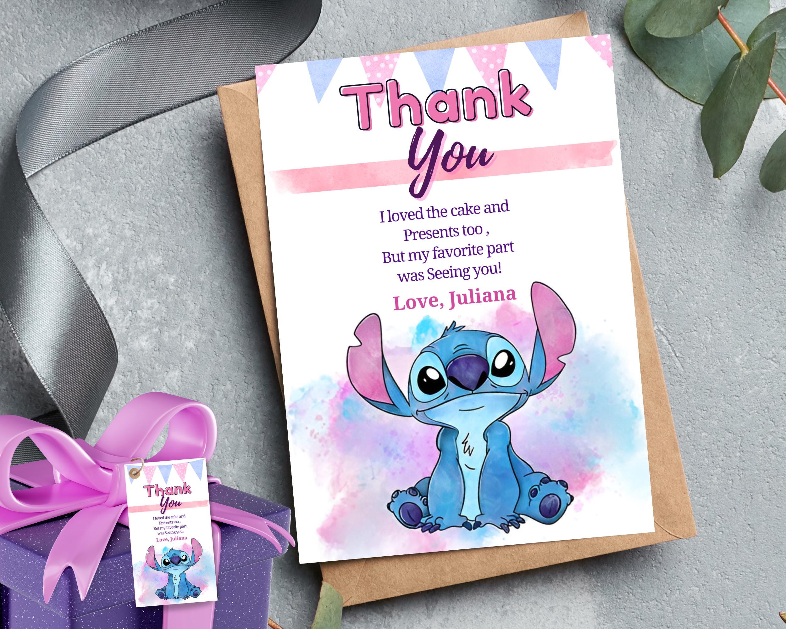 personalised Stitch thank you card Stitch thank you for coming to my party Editable Template Stitch thanks for coming poster Lilo and stitch