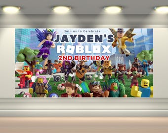 Roblox banner Roblox Kids Birthday Personalised Banner Personalised Printable Backdrop Wall decor Printable Digital file Roblox Backdrop