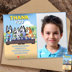 Blue photo thank you card Instant Download Blue dog thank you cards photo printable invitation Blue picture thank you cards invitation temp